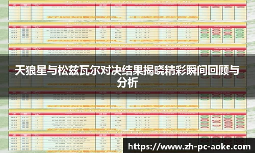 天狼星与松兹瓦尔对决结果揭晓精彩瞬间回顾与分析